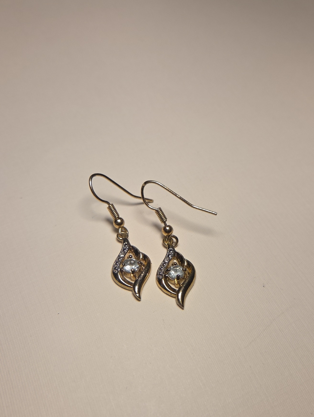 Gold-Tone Crystal Drop Earrings - Elegant Leaf Design